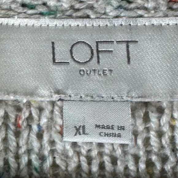 Ann Taylor LOFT Sweater Dress Sz XL 14 16 Scoop Neck Ivory Beige Ribbed Career - Picture 3 of 4